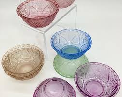 Set of 8 Bowls Colorful Glass Bowls Firna King Pressed Glass Quilted Pattern & Scalloped Edges Colorful Dishes Collectible Glass (J.8-805) - Etsy