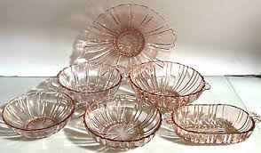 Old Cafe Lot Of Serving Bowls Anchor Hocking Pink Depression ...