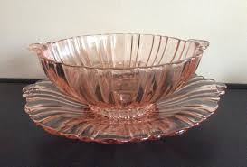 Hocking Pink Depression Old Cafe Glass Bowl and Plate Set ...
