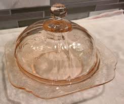 Vintage Madrid Style Pink Depression Glass Reproduction Covered Butter Dish | eBay