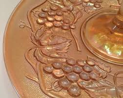 Marigold Carnival Glass Serving Tray Platter With Handle ...