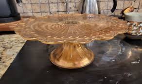 Vintage Gold Leaf Painted Glass Elegant Cake Stand! A Beauty! 9" Vine Design | eBay