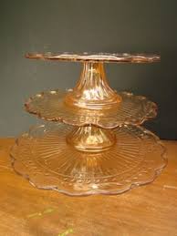 Vintage Pink Glass Cake Stand | eBay