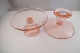 Vintage Pink Glass Pair of Candle Holders | eBay