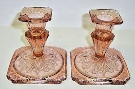 Vintage Pink Adam Candlestick Set / Pair - Etsy