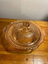 Mayfair Pink Depression Open Rose Glass Butter/Candy Dish | eBay