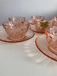 1960s Arcoroc France Set of 8 Vintage Pink Depression Glass ...