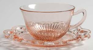 Lace Edge Pink Cup & Saucer Set by Anchor Hocking ...