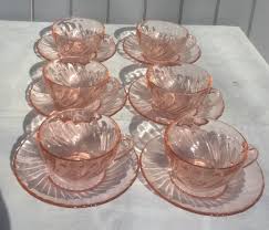 6 cups/under cups pink glass "rosaline" Arcoroc France ...