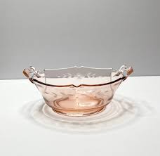 Pink Depression Glass Floral Etched Bowl - Etsy