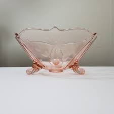 Standard Glass Three Footed Pink Bowl in Beadles Pattern - Etsy