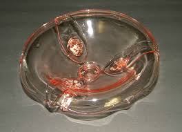 1930s Pink Depression Glass Rolled Edge Footed Bowl Candy ...