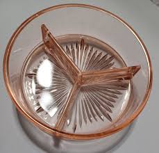 Pink Depression Glass Divided Server.Bowl. Relish.Condiment ...