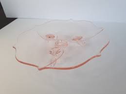 Vintage Pink Depression Glass Footed Shallow Serving Dish 1930's | eBay