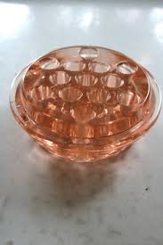 vintage pale peach depression glass flower frog – Foraged Home and Garden