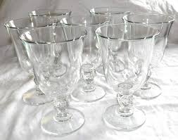 Vintage CLEAR Set of 7 Twisted BALL Stemmed GOBLETS Glasses ...