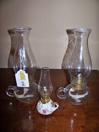 Lot - Pair of Clear Glass Oil Lamps with Lefton China ...
