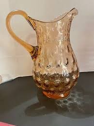 Pink Depression Glass coin Or Thumbprint Optical pattern Pitcher, 10”tall. | eBay