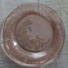 federal glass | Dining | Vintage Pink Depression Glass Sharon Cabbage Rose Plate 9 Inches | Poshmark