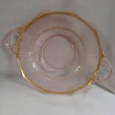 Cambridge Pink Etch #725 2-Handled 10.5" Decagon Glass Bowl ...