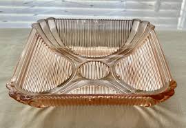 Vintage Pink Depression Glass Serving Dish ,candy , Butter ...