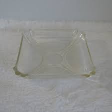 Vintage Square Clear Depression Glass Ashtray Trinket Dish ...