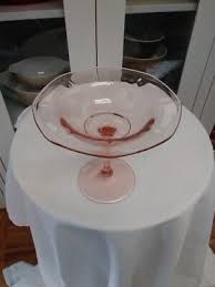 Collectible Light pink Depression glass pedestal Glass ...
