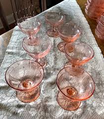 Set-7) Antique PINK Depression Glass PRINCESS Sherbet ...