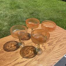STUNNING~ Set of 4 Hand-Blown ORANGE SWIRL Margarita ...