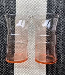 Vintage Pink Depression Glass Belted Optic Tumblers Glasses Set of 2 | eBay