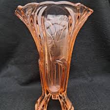 Vintage Stolzle Glass Vase Pattern 18781. Art Deco. Pink Glass. Czechoslovakia. Austrian Glass. Hermanova Hut. Pressed Glass 1930s - Etsy UK