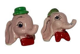 Vtg Pink Elephants Wearing Hats And Bow Ties Salt and Pepper ...
