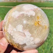 3.32LB Natural pink cherry blossom agate geode Quartz ball ...