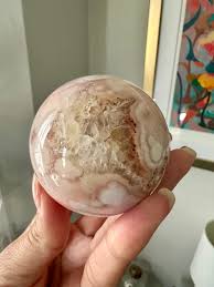 Beautiful Cotton Candy Pastel Pink Amethyst Flower Agate Sphere