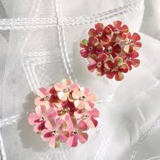 Sequin Rosettes Pearl White Sew on Hand Made. Set of Two(2 ...