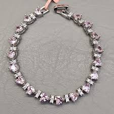 Cubic Zirconia Heart Bracelet Pink Silver Plated JTV 6.75 ...