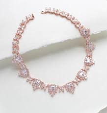 Rose Gold Bridal Necklace, Choker Style Necklace for Wedding ...