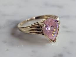 Womens Vintage Estate 10k Yellow Gold Rose Quartz Ring 3.6g ...