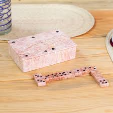 Light Rose Marble 28-Piece Domino Set Mexico - Pink Domino | NOVICA