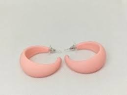Pink Rubber Hoop Earrings 925 Sterling Silver | eBay
