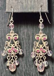 Pinks Crystal Dangle Rhinestone Earrings Silver Plated ...
