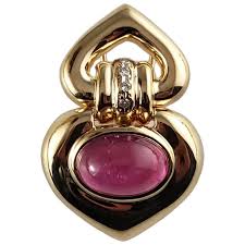 Vintage 14 Karat Yellow Gold Pink Tourmaline and Diamond ...