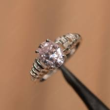 Oval Cut Pink Cubic Zirconia Promise Ring | LUO