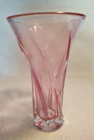 Vintage Heavy Pink Art Glass Tapered Spiral Pattern 9 Inches ...