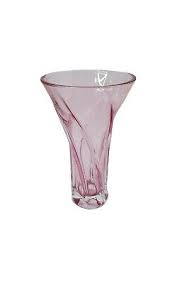Beautifull Spiral Pattern Pink Art Glass Chrystal Vase 9"H X ...