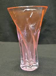 VTG. Hand Blown Pink Swirl Crystal Glass Vase | eBay