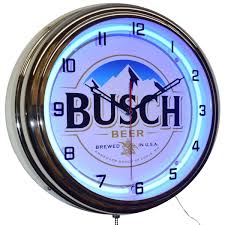16" Busch Beer Brewed In U.S.A. Neon Clock Man Cave Pub ...