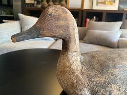 Hand Carved Large Vintage Antique Wood Duck Decoy Sculpture ...