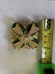 Joan Rivers Metic Cross Brooch Shades Of Green Faux ...
