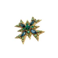 Vintage Emerald and Sapphire Glass Cruciform Brooch 1960s ...